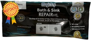 White Tub Sink Repair Kit for Porcelain Acrylic Enamel Fiberglass Crack Chip Fix - Picture 1 of 12