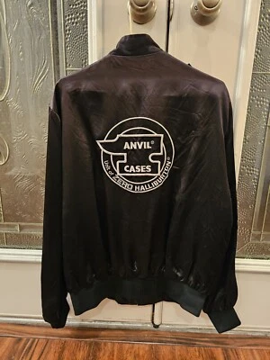 Chaqueta de músico vintage años 70-estuches yunque negro estilo satinado, talla L-muy buena Foto 1 de 4