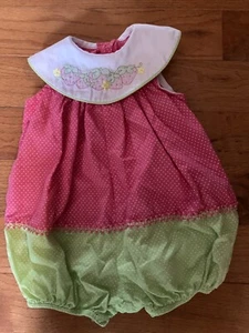 Vintage Judy Lynn Strawberries Bubble Romper Outfit Size 9 Month - Picture 1 of 3