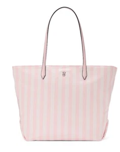VICTORIA'S SECRET THE VICTORIA CARRY- ALL LARGE TOTE BAG SIGNATURE ICONIC STRIP - Picture 1 of 3
