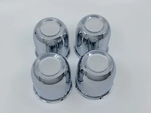 4 Chrome Steel Wheel Rims Center Caps 3.25 " Trailer rims Center Bore w/Emblem - Picture 1 of 4