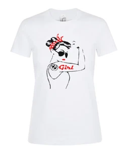 BMW Damen maßgeschneiderte T-Shirts, Bio-Baumwolle, handgefertigte Farbe süßes Mädchen Logo - Bild 1 von 2