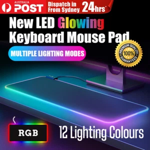 300-800mm LED RGB Keyboard Mouse Pad Gaming Glowing Colour 12 Lighting Non-Slip - Picture 1 of 12