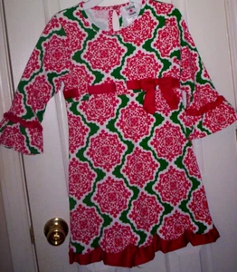 GIRLS~COUNTING DAISIES~RED FLORAL COTTON BLEND HOLIDAY DRESS/ RED TRIM :8 - Picture 1 of 1