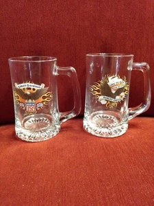2 Harley Davidson Glass Beer Mug Live To Ride/Ride To Live 16oz Made In USA - Picture 1 of 7