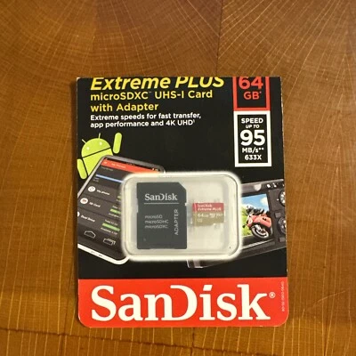 SanDisk Extreme PLUS 64GB Class 10 microSDXC Memory Card - SDSQXBZ-064G-ANCMA - Image 1 of 2