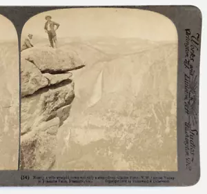 Stereoview Foto Glacier Point Yosemite Falls Kalifornien Underwood 1902 - Bild 1 von 3