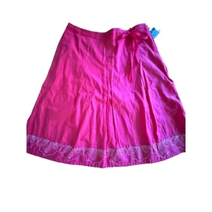 NWT! Nine West Embroidered Grenada A-Line Bright Hot Pink Midi Skirt - Size 8 - Bild 1 von 5