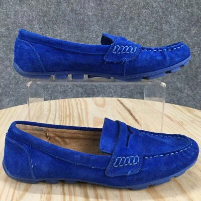 Zapatos Cynthia Rowley para mujer 6M deslumbrantes mocasines azul gamuza cuero sin cordones planos Foto 1 de 4