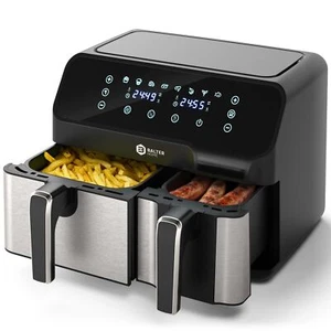 BALTER Heißluftfritteuse Doppelkammer Friteuse Heißluft Fritteuse 9L HL-850D BW - Bild 1 von 9