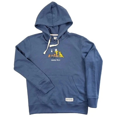 Life Is Good Sweatshirt Mens S Happy Hour Campfire Dog Blue Hoodie Jake Camping - Image 1 of 4