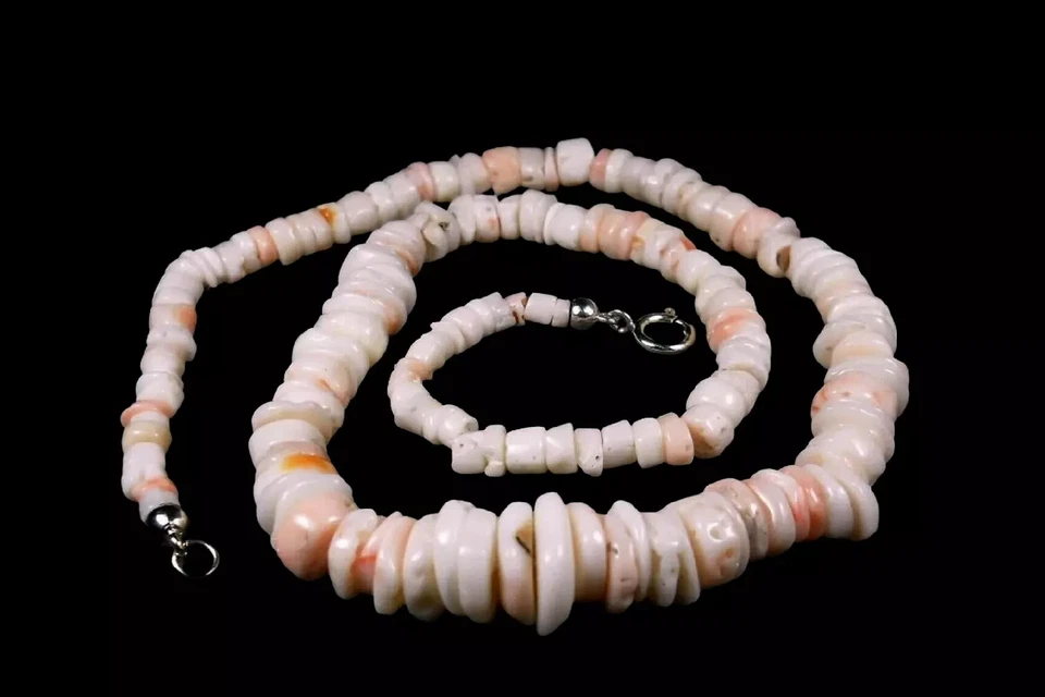 Collana di Corallo Rosa con Argento 925 VERO in Pietre NATURALI da Donna Vintage - Immagine 1 di 1