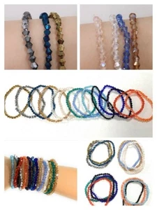 Niñas Mujeres Damas Clásico Cristal Brillante Cuentas Pulsera Elástica Delgada - Imagen 1 de 3