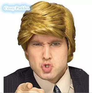 SN-D8-1 THE DONALD TRUMP Costume Wig USA President Halloween Costume Accessory - Foto 1 di 3