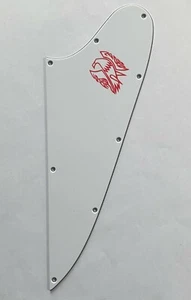 Guitar Slinger Parts For Gibson Firebird Blank Style Red Logo 3 Ply White - Picture 1 of 6