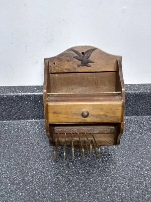 Corbata de madera de regalo vintage/retro con cajón y águila de latón hecha en Japón  Foto 1 de 4