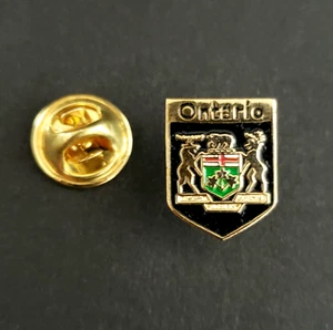 ONTARIO Canada City Crest Shield PIN Lapel Hat Tie Tack~Gold tone NEW NOS - Picture 1 of 2