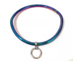 Cuello de bloqueo de 20" arco iris acero inoxidable curvo cuello de garganta con anillo - Imagen 1 de 4