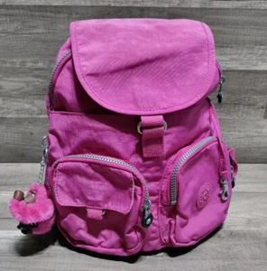 Kipling Firefly Pink Nylon Medium Backpack Bookbag With Arno The Monkey*CLEAN - Picture 1 of 22