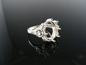1985  RING SETTING STERLING SILVER, SIZE 5.5, 14X12 MM OVAL STONE