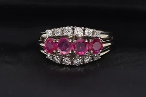 Wunderschöner 18 Karat Weißgold Ring mit Diamanten und Rubin - Bild 1 von 5