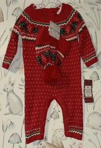 Boys Age 3-6 Months - BNWTS Tommy Bahama Christmas Romper & Hat Set - Picture 1 of 3
