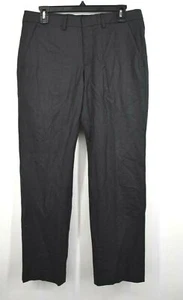 Express Mens Black 2 Button Front Straight Wool Stretch Business Slacks 30x30 - Picture 1 of 7