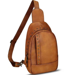 Genuine Leather Sling Bag for Women Crossbody Bag Chest Sling Backpack Purses - Picture 1 of 15