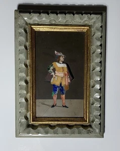 Antique ITALIAN Stone PIETRA DURA MUSKETEER FRAMED PLAQUE 19th Century - Picture 1 of 4