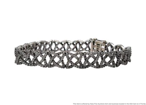 Approx 5.4ctw 14k White Gold Fine Diamond Quatrefoil 7in Ladies Bracelet - Picture 1 of 10