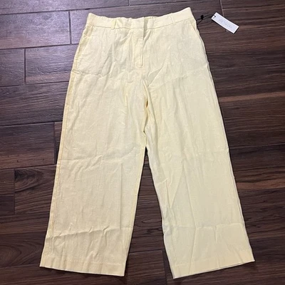 Pantalones Rachel Zoe Mezcla de Lino Talla 12 Amarillo Claro Nuevos con Etiquetas Foto 1 de 4