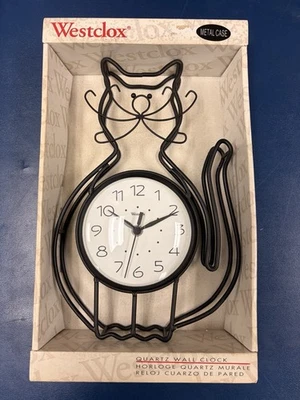 Reloj de pared/escritorio Westclox gato negro alimentado por batería - Nuevo Foto 1 de 2