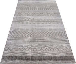 Area Rug for Living Room Geometric 5 x 8 ft Loom-made Woven Grey Wool Viscose - Picture 1 of 20