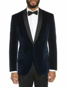 Hombres Azul Marino Chaqueta para Fumar Diseñador Elegante Lujo Esmoquin Fiesta Ropa Abrigos - Imagen 1 de 2