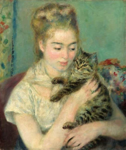 Woman with a Cat by Auguste Renoir Art Print - Picture 1 of 1