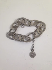 Vintage Turkish taki bracelet Pewter links retro mcm gypsy goth silver tone - Picture 1 of 7