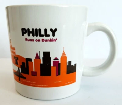 DUNKIN DONUTS Mug PHILLY Runs On Dunkin 2012 Coffee Cup Orange - Image 1 of 4
