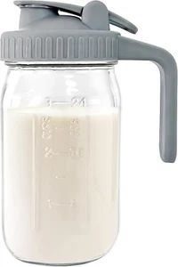 32 oz Glass Mason Jar Airtight Pitcher with Pour Spout Handle for Breastmilk - Picture 1 of 11
