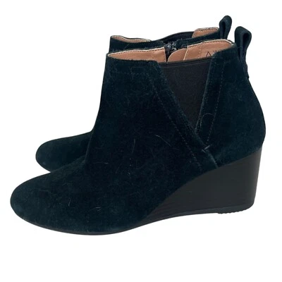 Botín de cuero gamuza Vionic Paloma talla 7 cuña negro resistente a la intemperie Foto 1 de 4