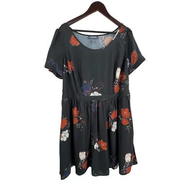 ModCloth Dress 1X Floral Print Mini Short Sleeve Fit and Flare - Image 1 of 4