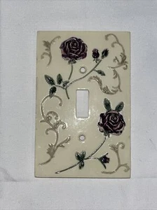 Bordeaux Purple Rose Single Light Switch Plate Cover Use With Croscill Chambord - Picture 1 of 6