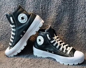 Converse Chuck Taylor All Star hohe schwarze Damenstiefel aus Leder mit Stollen 9,5 - Bild 1 von 11