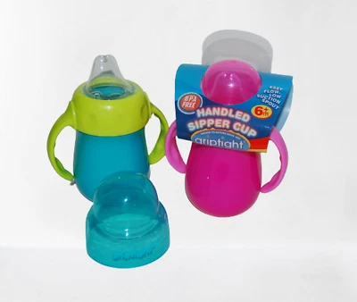 Griptight, Baby Girl, Boy, Handled Training Cup, Bottle, Blue, Pink, 6m+