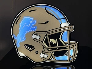 Detroit Lions Gray Helmet LED Sign Nite Light Desk Lamp Collectible Gift ๐ฆ - Picture 1 of 6