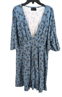 ASOS DESIGN Women’s Floral Print Jersey Mini Dress Short Sleeve Blue 10 Tall - Image 1 of 4