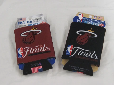 MIAMI HEAT 2023 FINALS RED BLACK TWO CAN COOLER PACKAGE NEW TWO SIDED NEW Cover