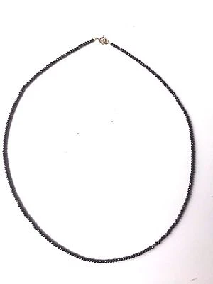 Collar de cuentas de espinela negra de oro blanco de 14 K, collar de cuentas de espinela negra  Foto 1 de 3