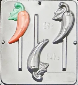 NEW 3 Cavity CHILI PEPPER Chocolate Candy Fondant Clay Plaster Lolly Mold - Picture 1 of 2