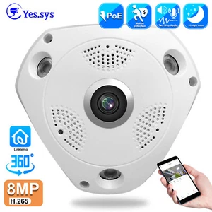 Eyes.sys 8MP PoE 2-Way Audio 1.8mm 360° Fisheye Lens 4K Security Camera For NVR - Picture 1 of 12