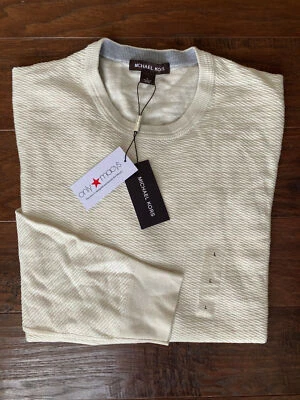 SUÉTER MICHAEL KORS CORTE CLÁSICO TEXTURIZADO CUELLO REDONDO CÁSCARA DE HUEVO PARA HOMBRE GRANDE NUEVO Foto 1 de 4